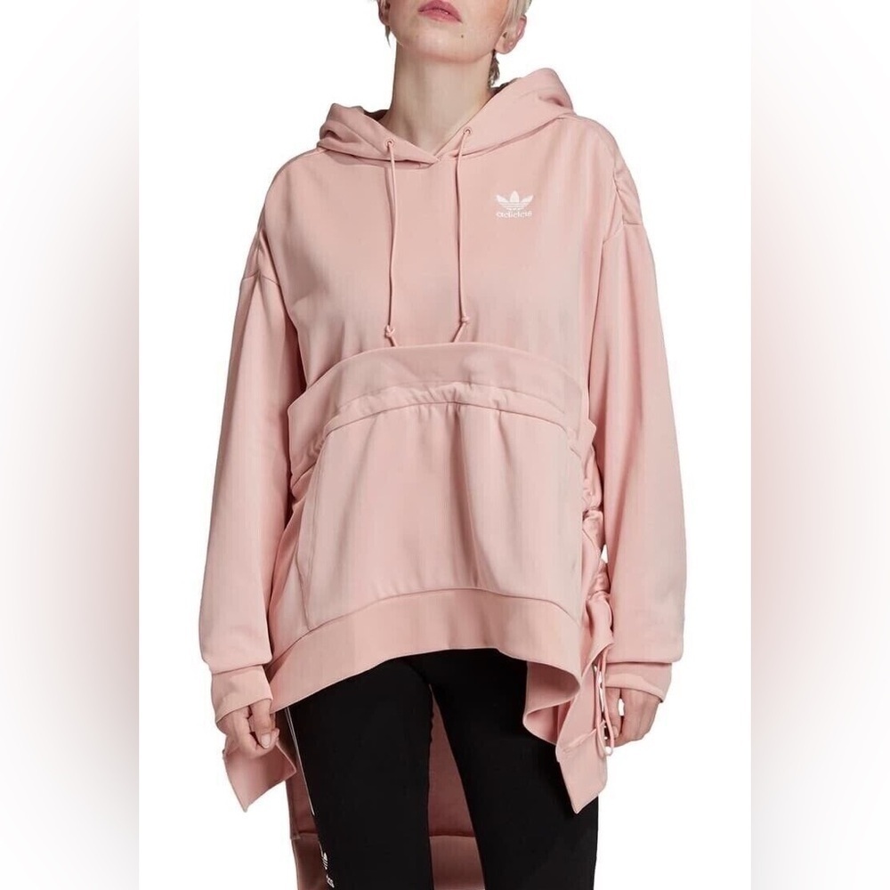adidas Originals x J KOO trefoil ruffle hoodie blush pink size small